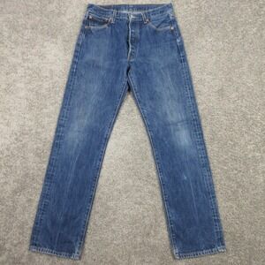 Levis Jeans Mens 30x30 Blue 501 Button Fly Regular Straight Faded Denim Pants